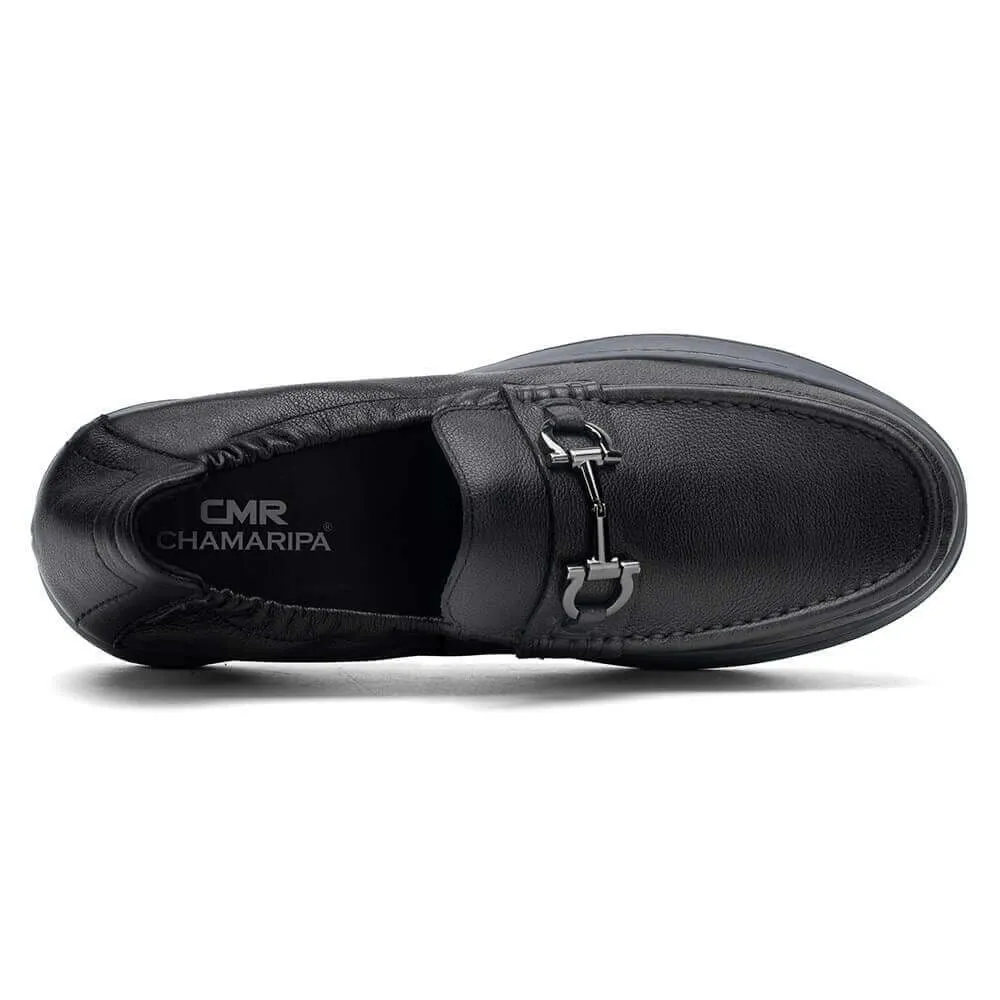 6 CM / 2.36 Inches - CMR CHAMARIPA Elevator Shoes Loafers - Height Increasing Loafers - Black Height Increasing Casual Shoes