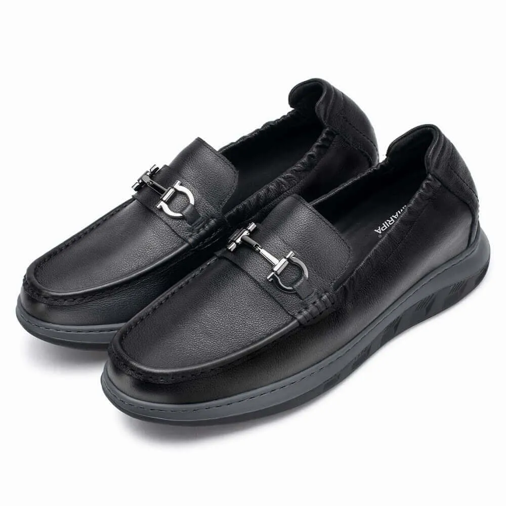 6 CM / 2.36 Inches - CMR CHAMARIPA Elevator Shoes Loafers - Height Increasing Loafers - Black Height Increasing Casual Shoes