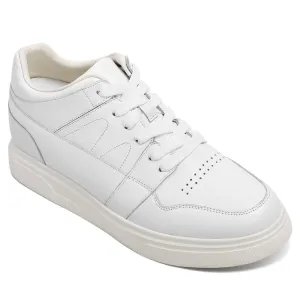 8 CM/3.15 Inches CMR CHAMARIPA Stylish White Leather Elevator Sneakers for Men