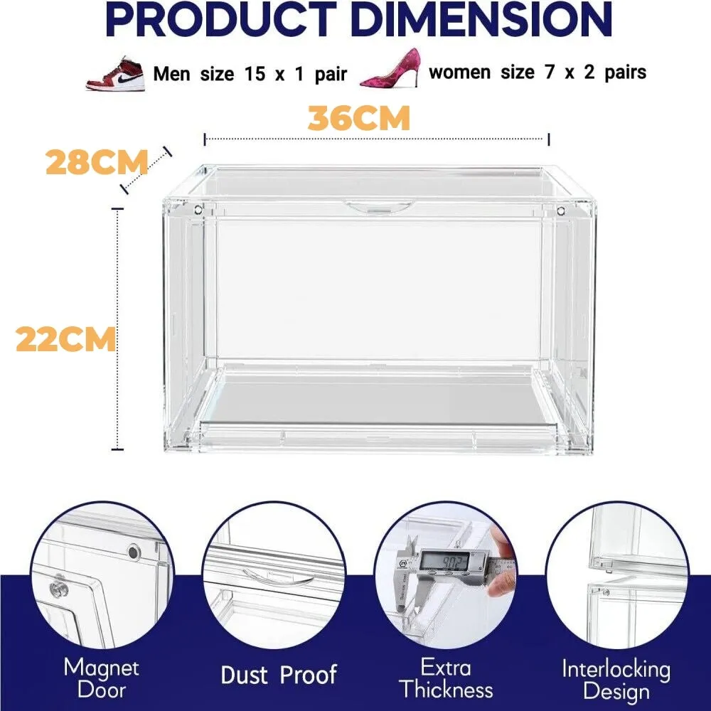 Acrylic Stackable Shoe Storage Boxes with Magnetic Doors