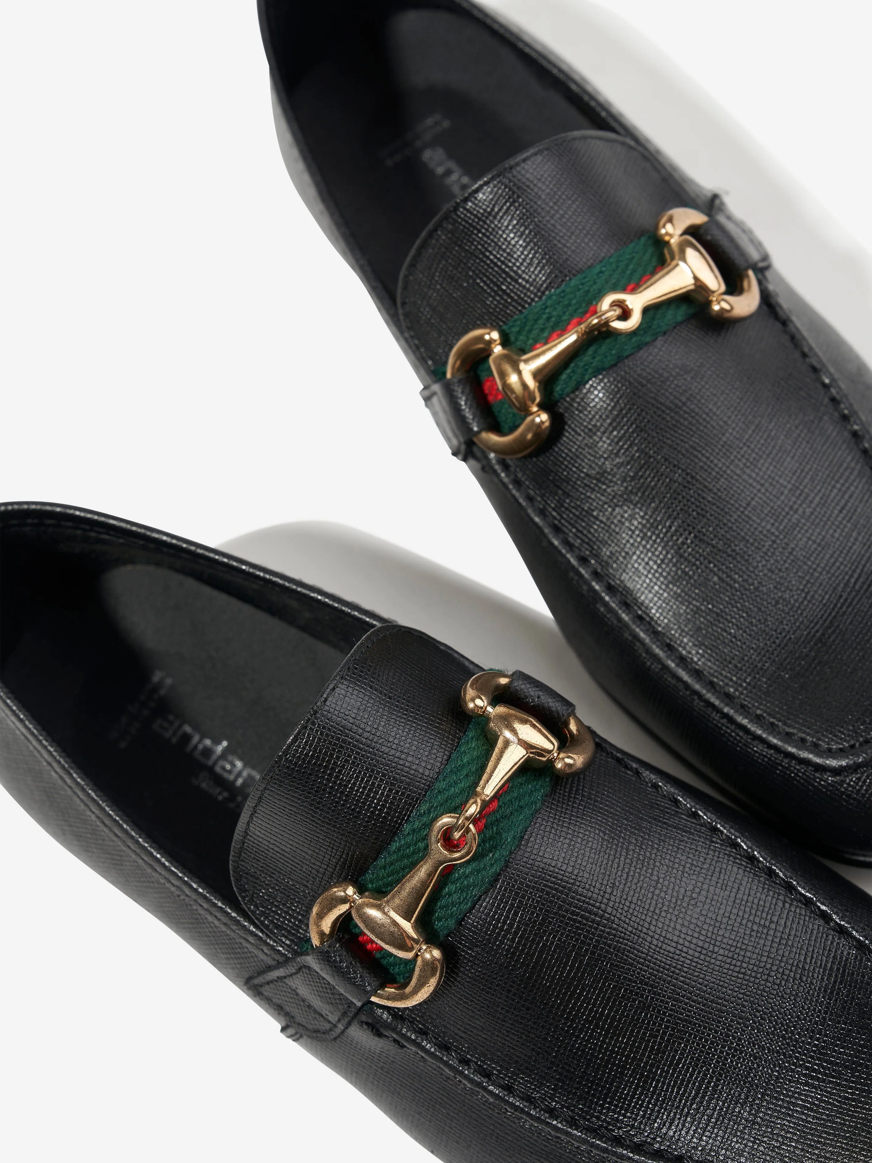 Andanines Boys Loafers With Embellished Buckle in Black