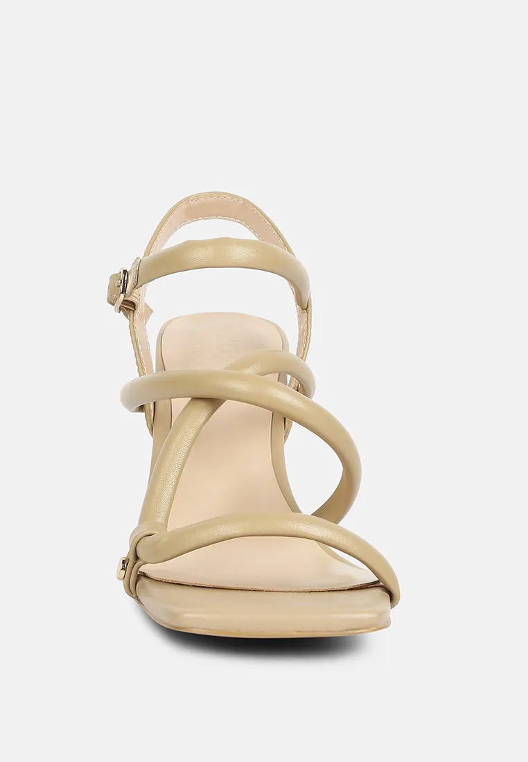 ARTHA open square toe block heel sandals in Taupe