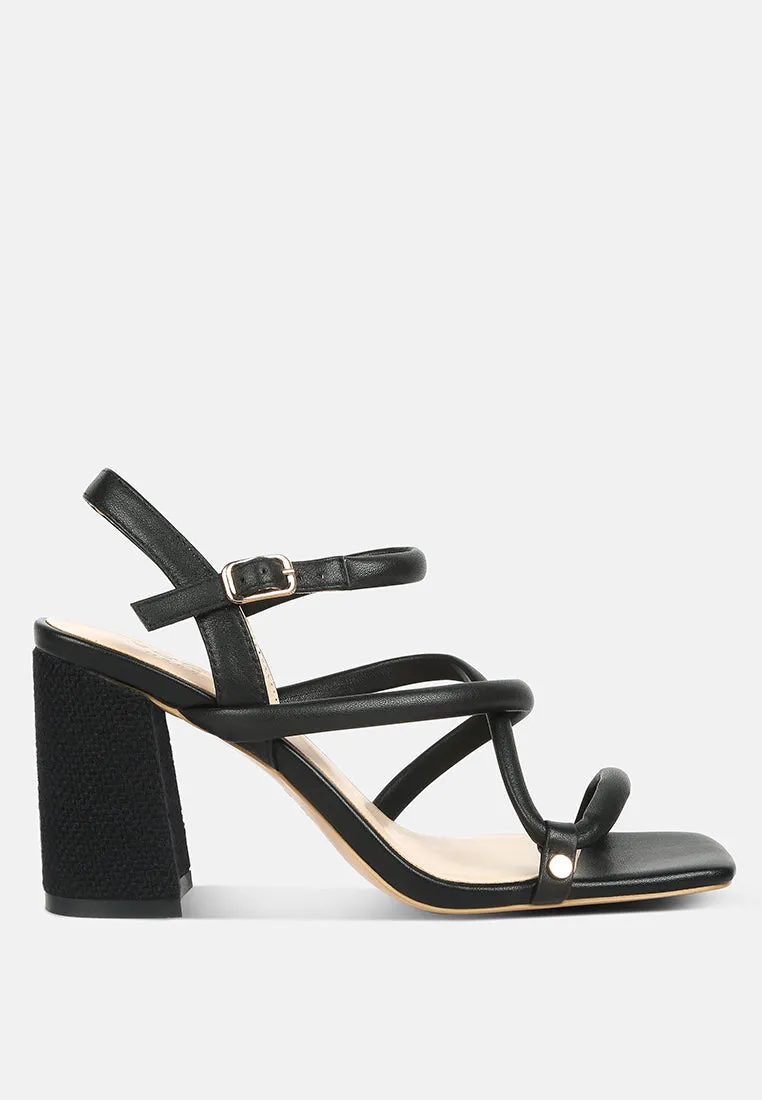 Artha Open Square Toe Block Heel Sandals