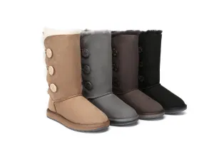 Australian Premium Double Face Sheepskin Tall Triple Button Water Resistant Boots