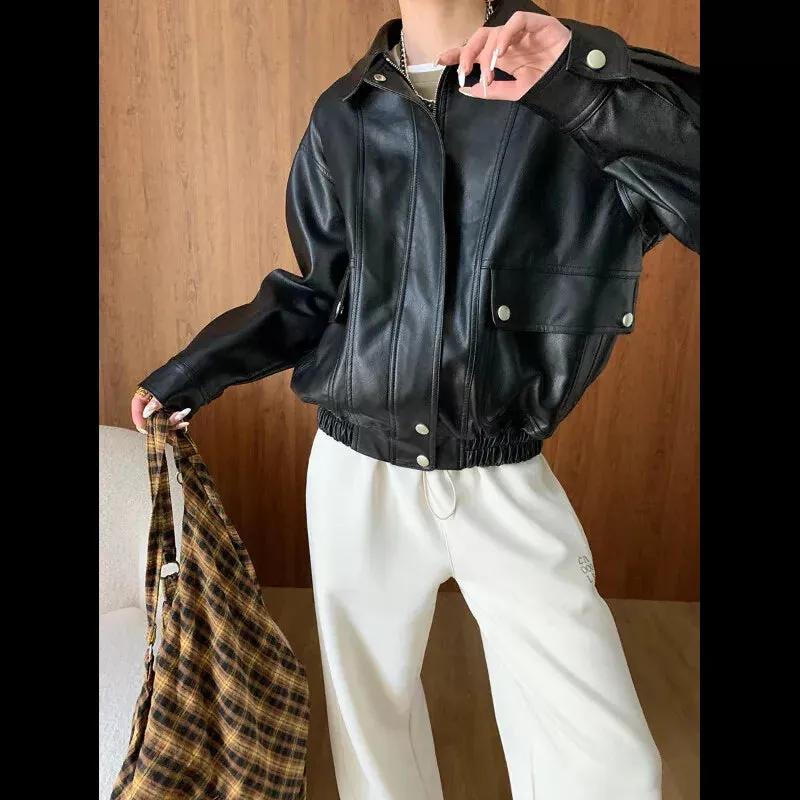 Baggy Oversized Leather Jacket Women