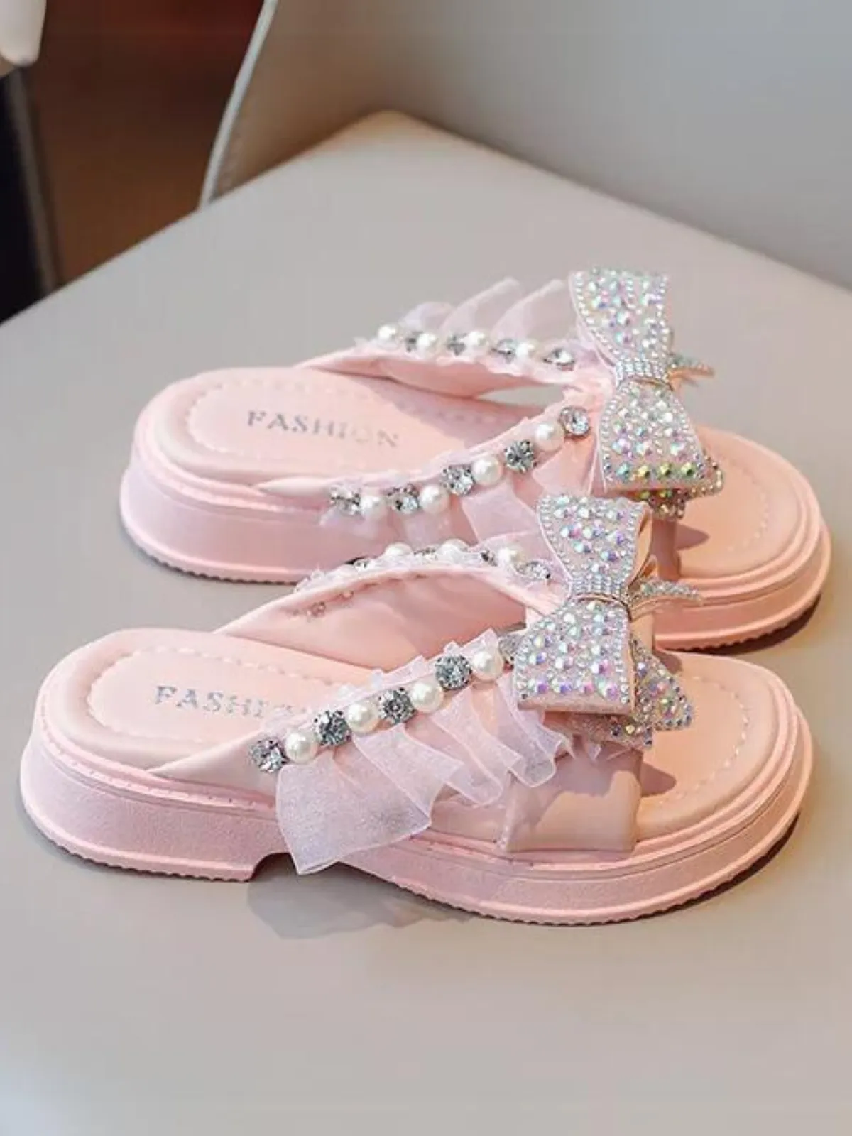 Bedazzled Baby Crystal And Pearl Sandals By Liv And Mia