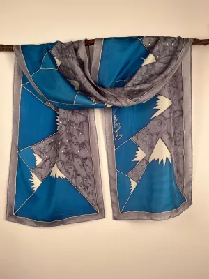 “Crown of Winter” - Hand-dyed Silk Scarf - $135