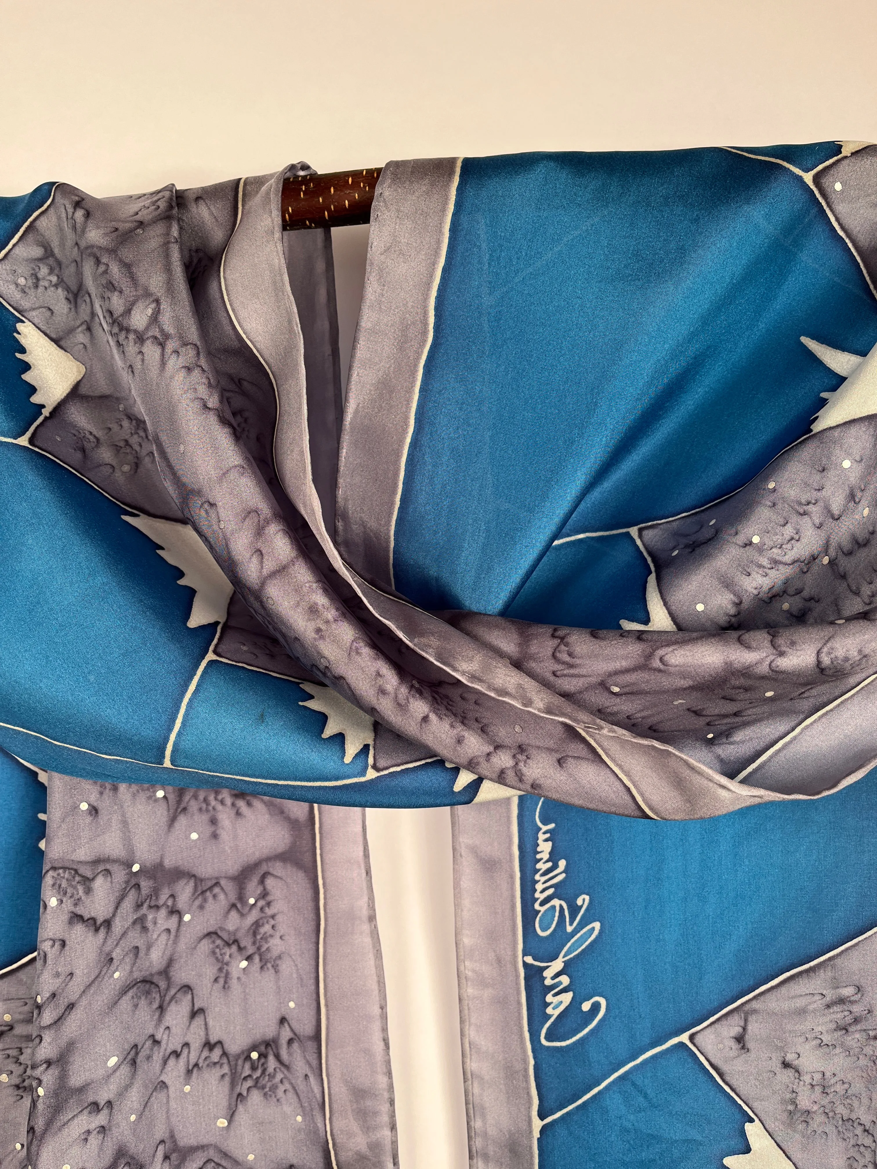 “Crown of Winter” - Hand-dyed Silk Scarf - $135