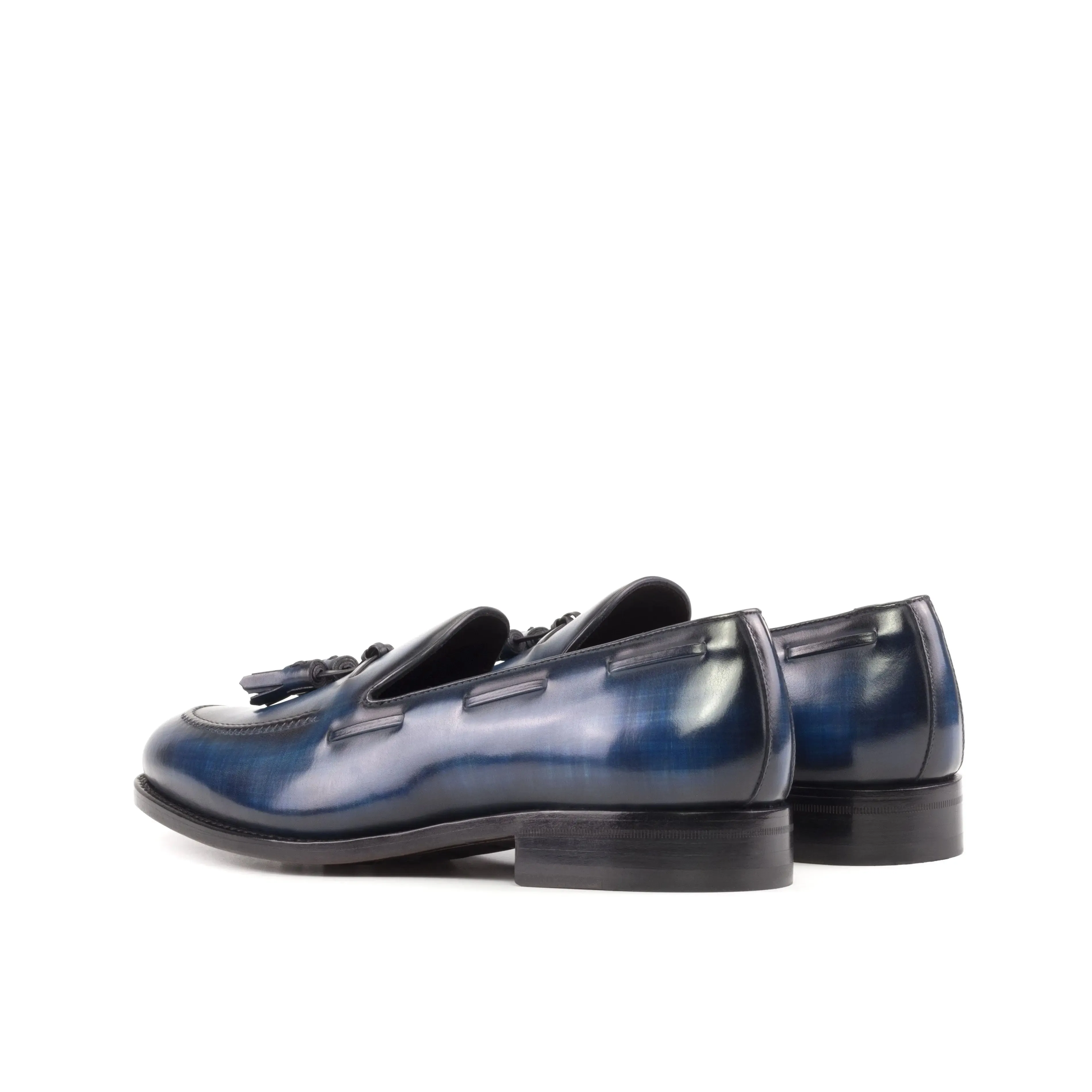 DapperFam Luciano in Denim Men's Hand-Painted Patina Loafer