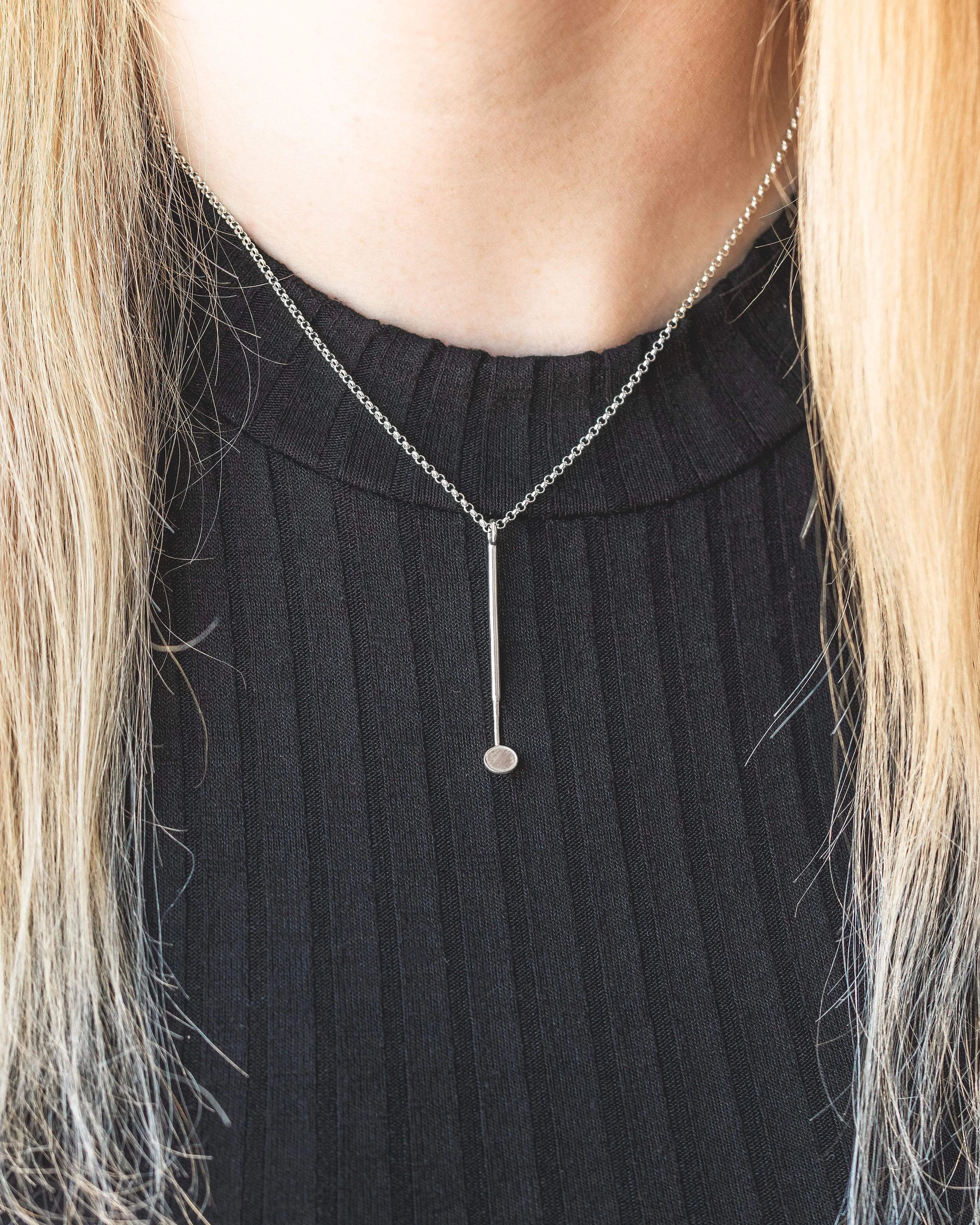 dental mirror necklace | silver