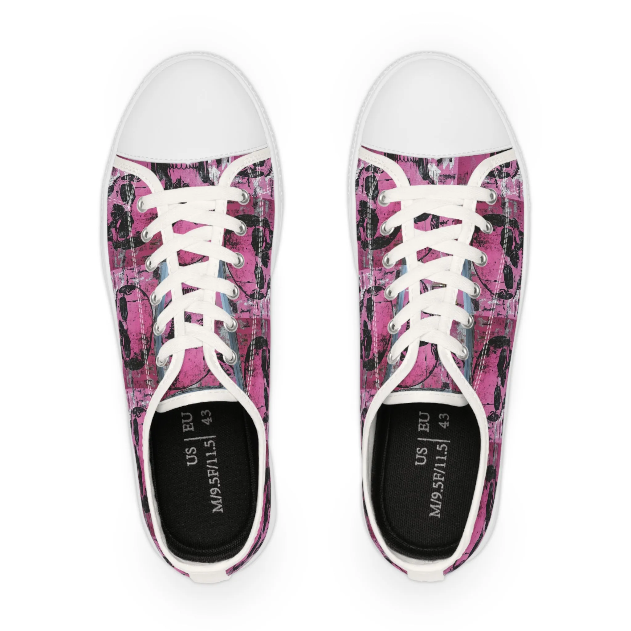 Distressed Pink Halloween Skull Design All Over  Print Men's Low Top Sneakers, Spooky Season gift, Grafitti Style