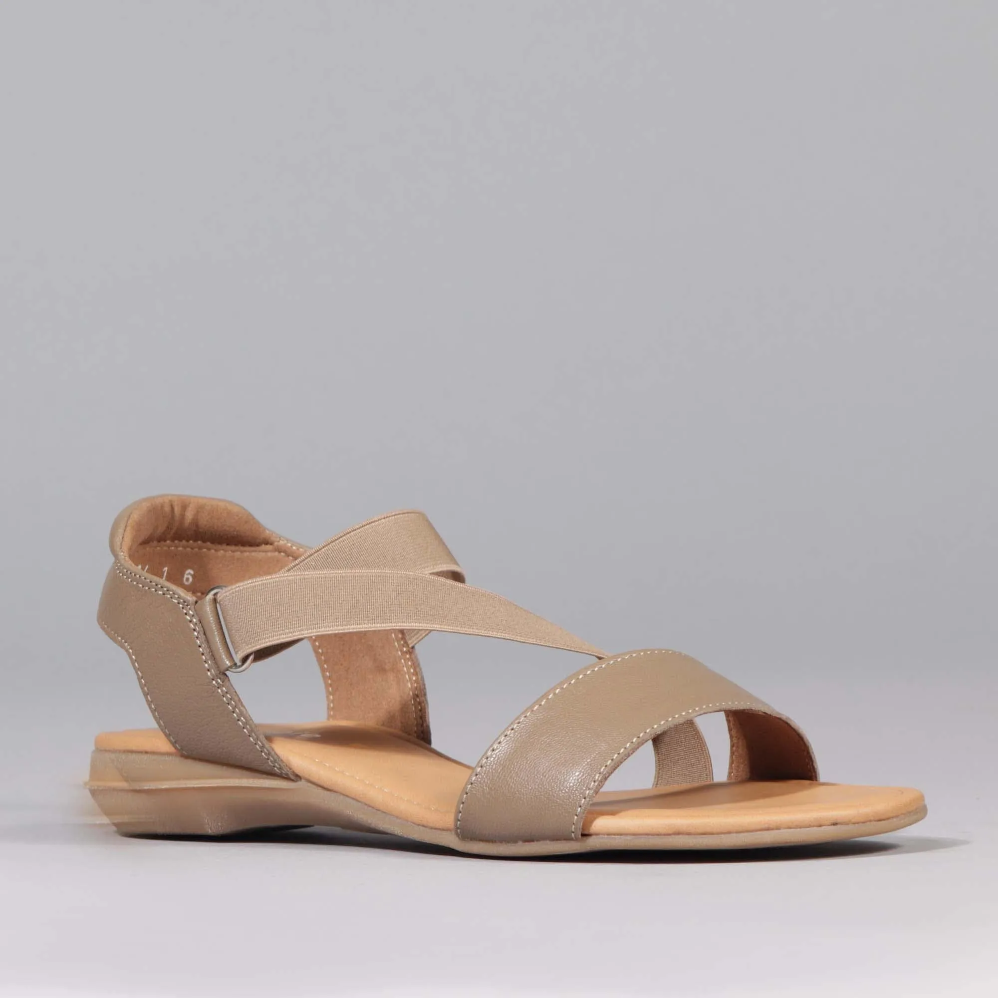 Elasticated Slingback Sandal in Stone - 12618