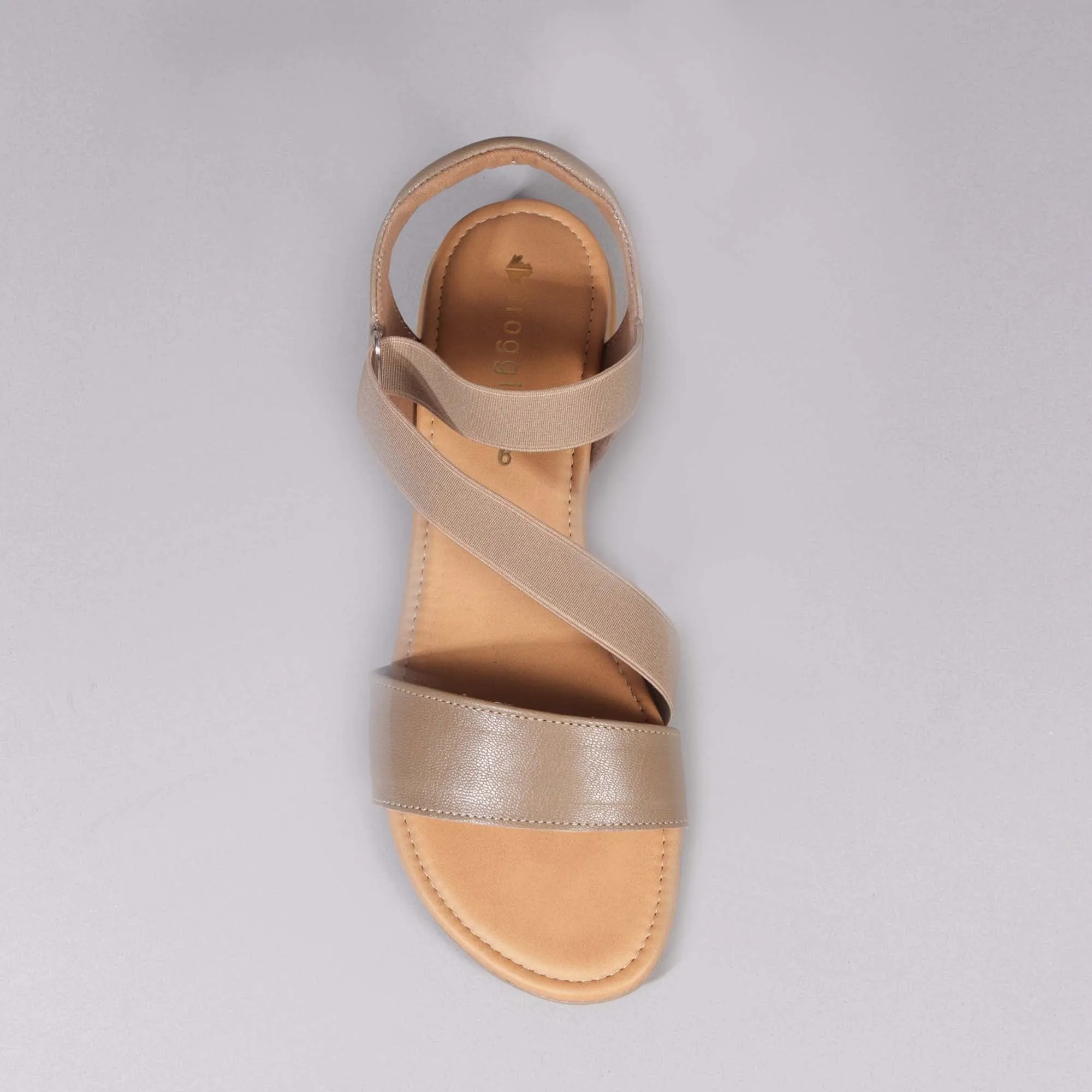 Elasticated Slingback Sandal in Stone - 12618