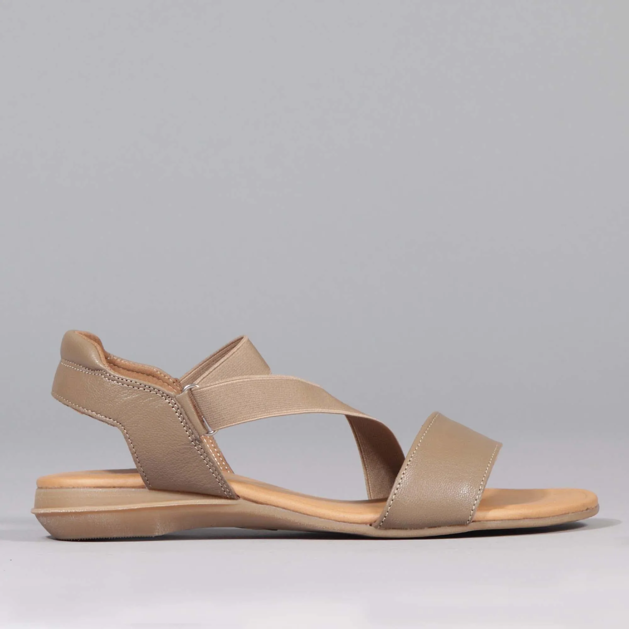 Elasticated Slingback Sandal in Stone - 12618