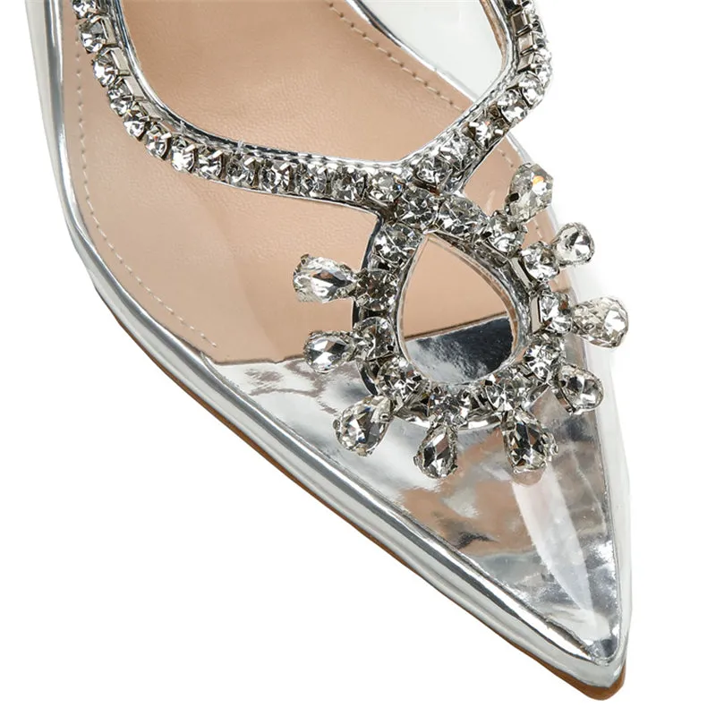 Elegant French Style Crystal Sandals with Patent Leather