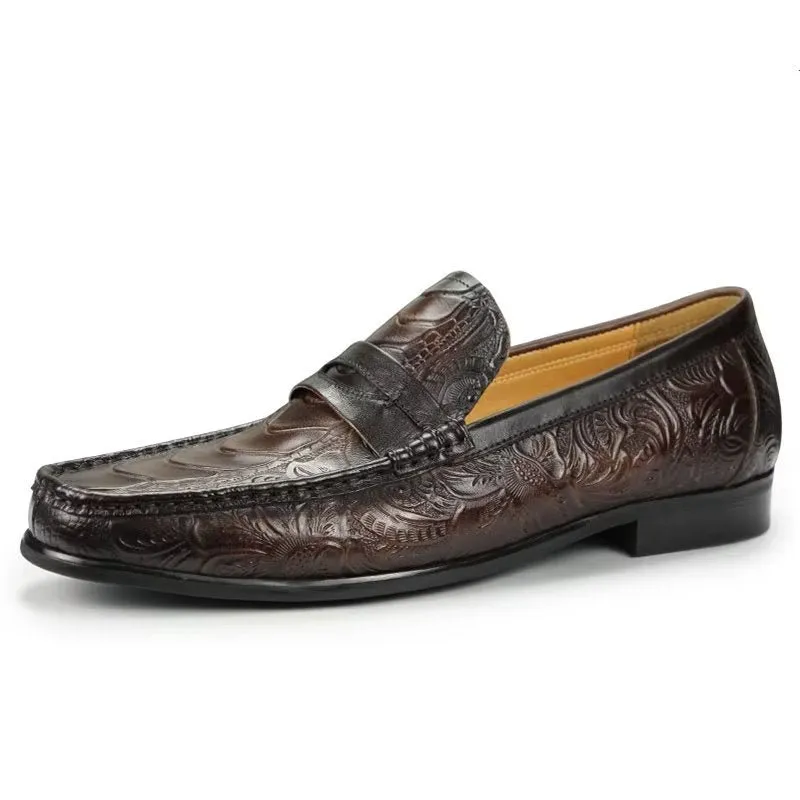 ElegantLuxeCroco Exotic Metal Toe Slip On Loafers