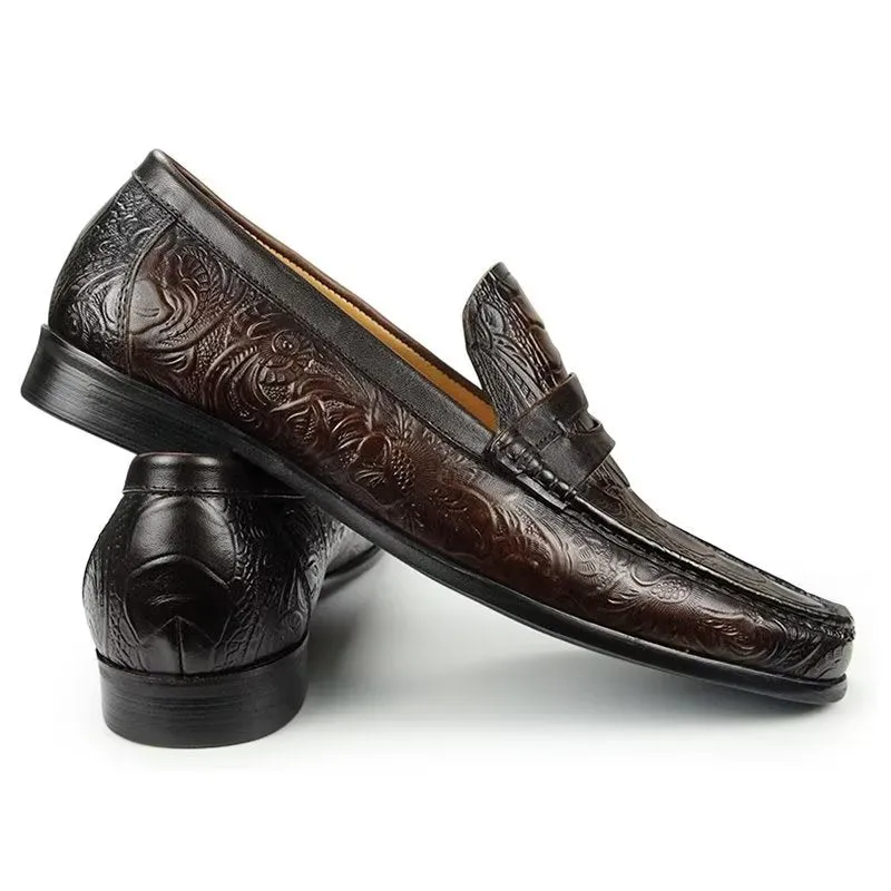 ElegantLuxeCroco Exotic Metal Toe Slip On Loafers