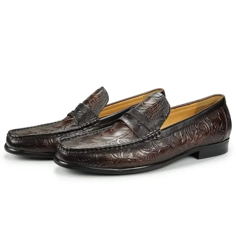 ElegantLuxeCroco Exotic Metal Toe Slip On Loafers