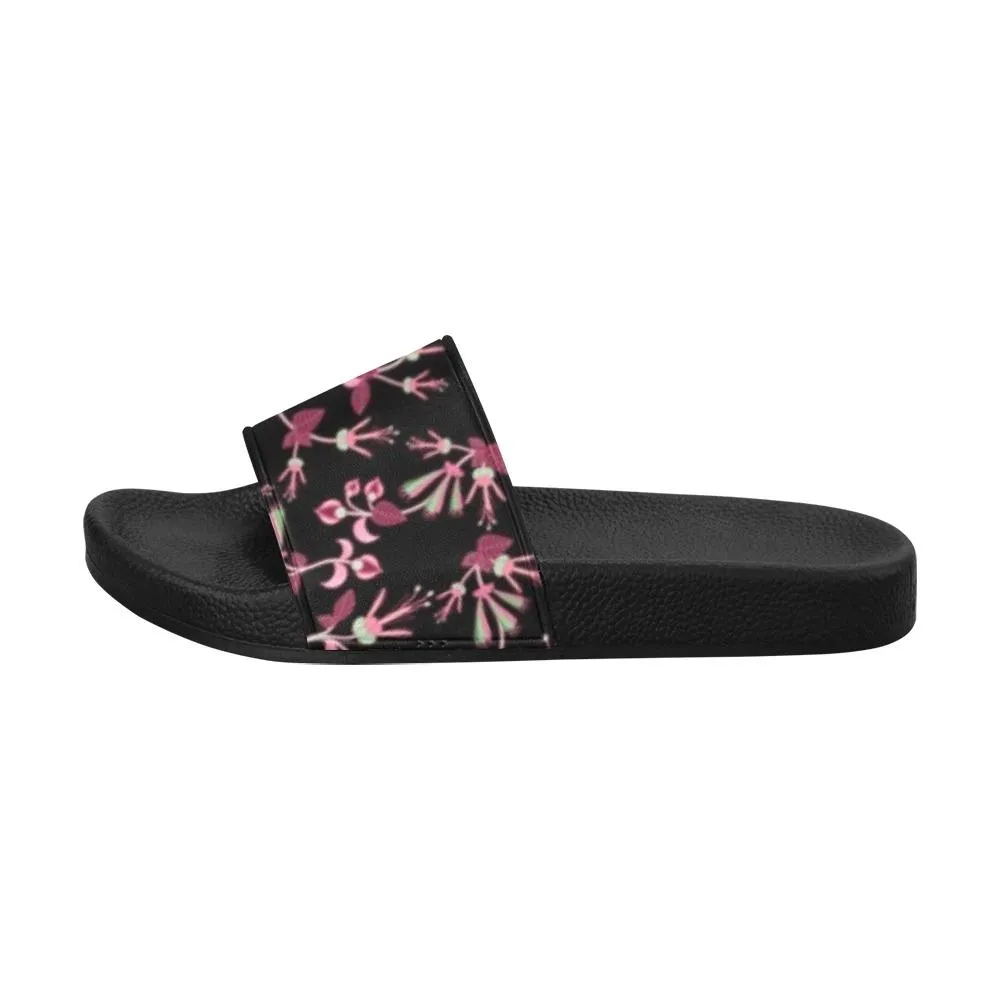 Floral Green Black Women's Slide Sandals