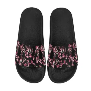 Floral Green Black Women's Slide Sandals