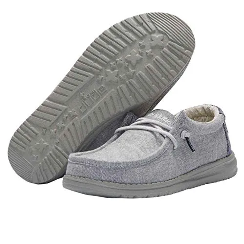 Hey Dude Boy's Wally Youth Steel Size 5 | Boy’s Shoes | Boy's Lace Up Loafers | Comfortable & Light-Weight