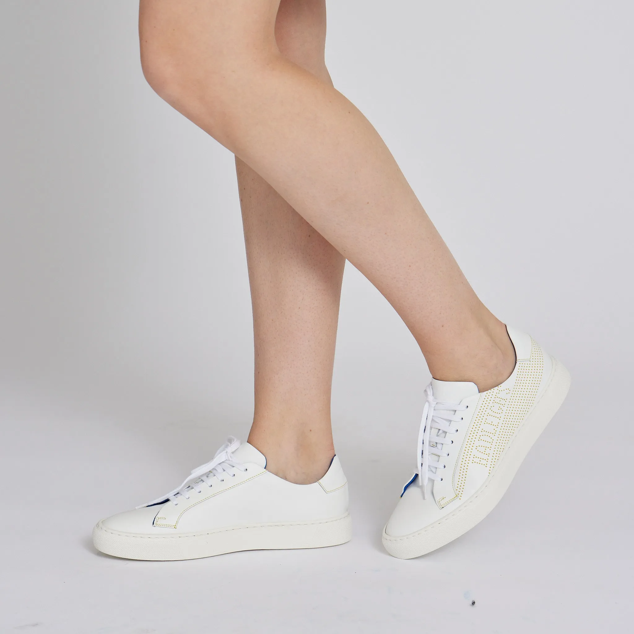 Jamie Sneaker in White with Yellow