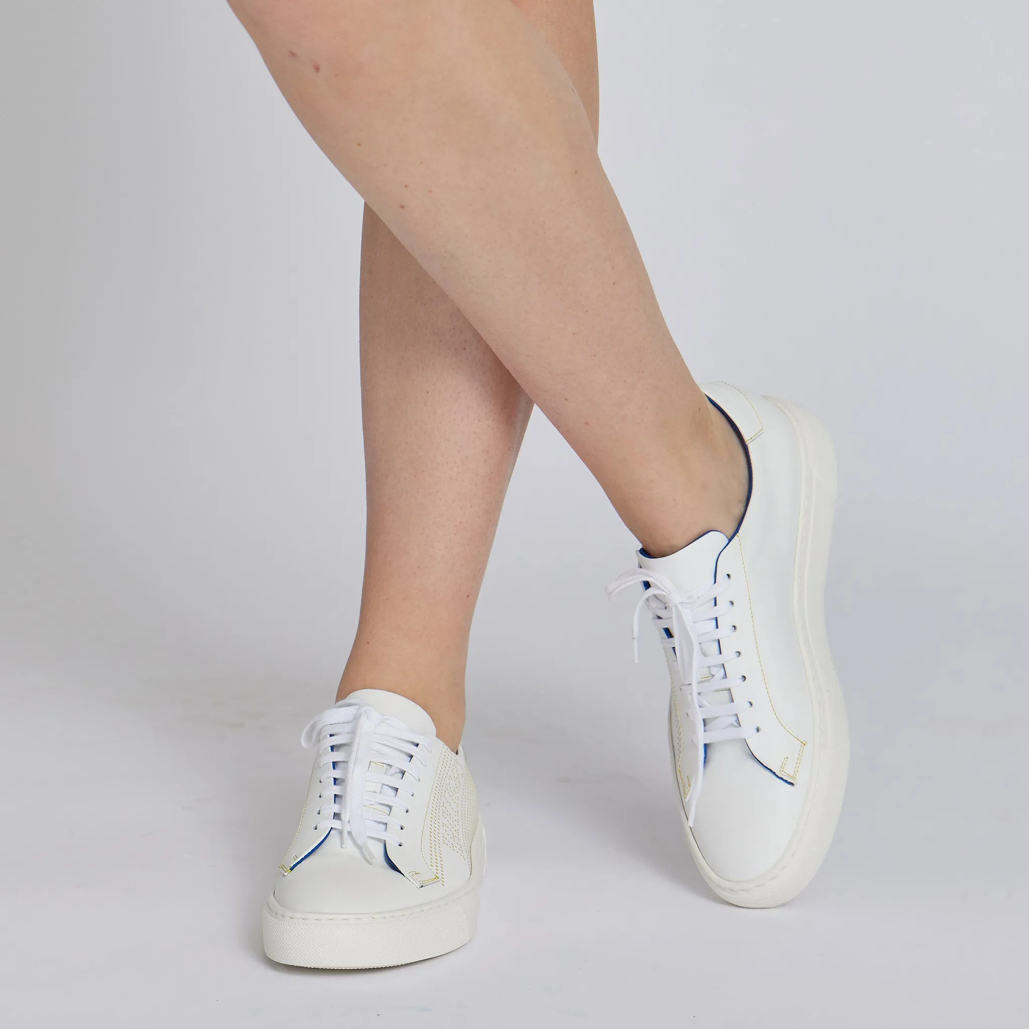 Jamie Sneaker in White with Yellow