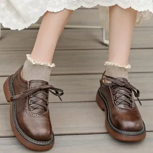 Japanese Round Toe Oxford & Lace-Up Shoes Women