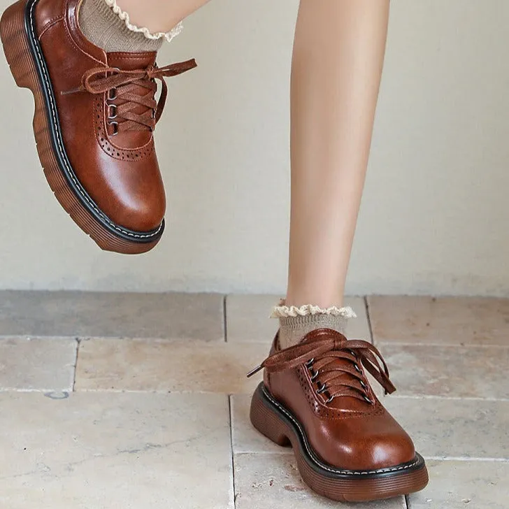 Japanese Round Toe Oxford & Lace-Up Shoes Women