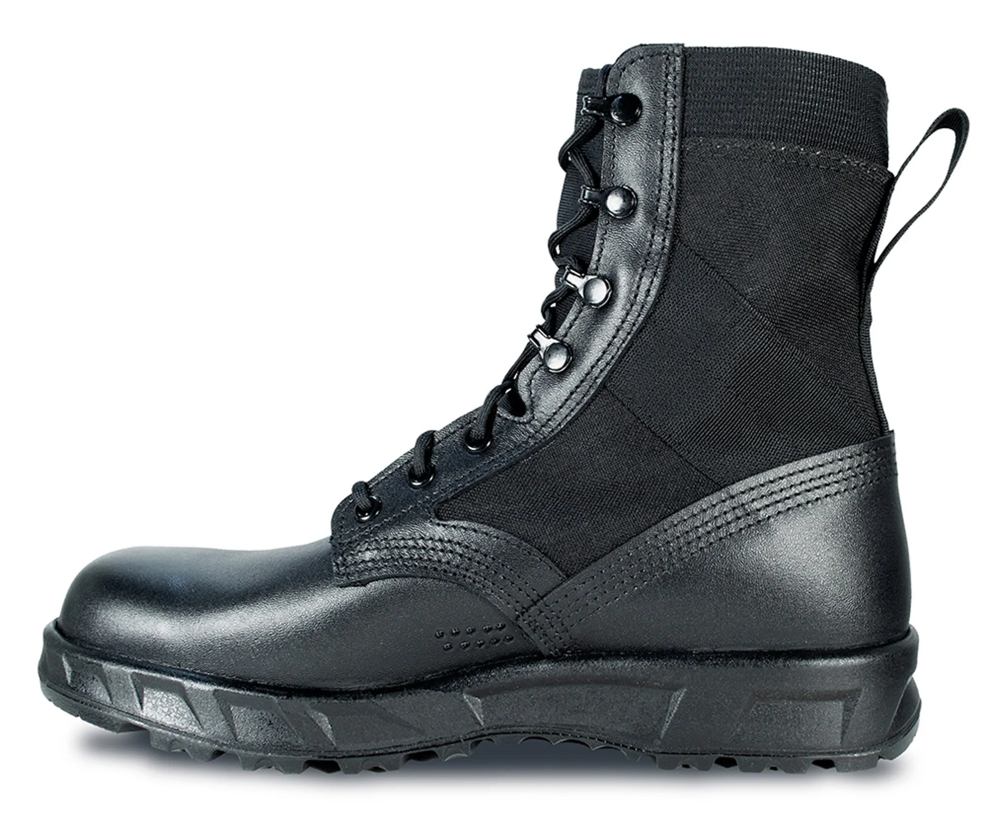 McRae Mens Black Leather/Cordura Hot Weather Military Combat Boots