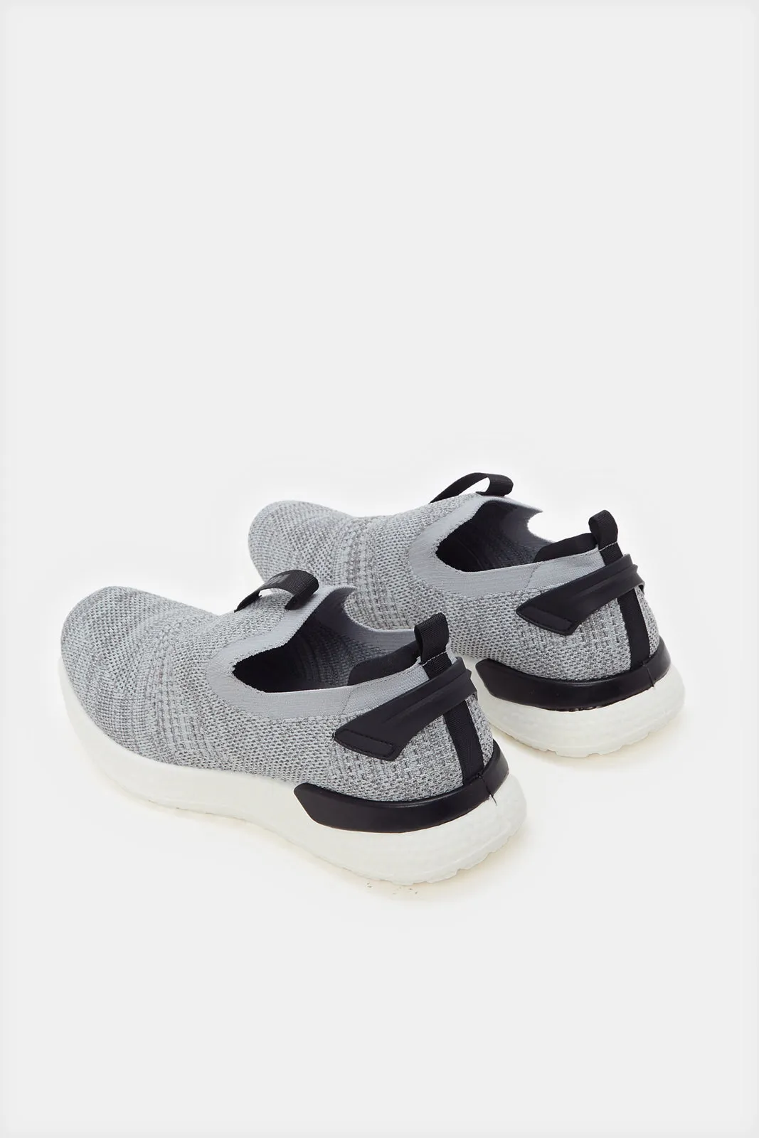 Men Grey Knitted Easy Slip-On Sneakers