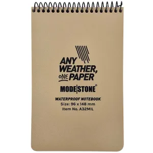 Modestone Top Spiral Waterproof Notepad 3 3/4" x 5 13/16"  - Tan