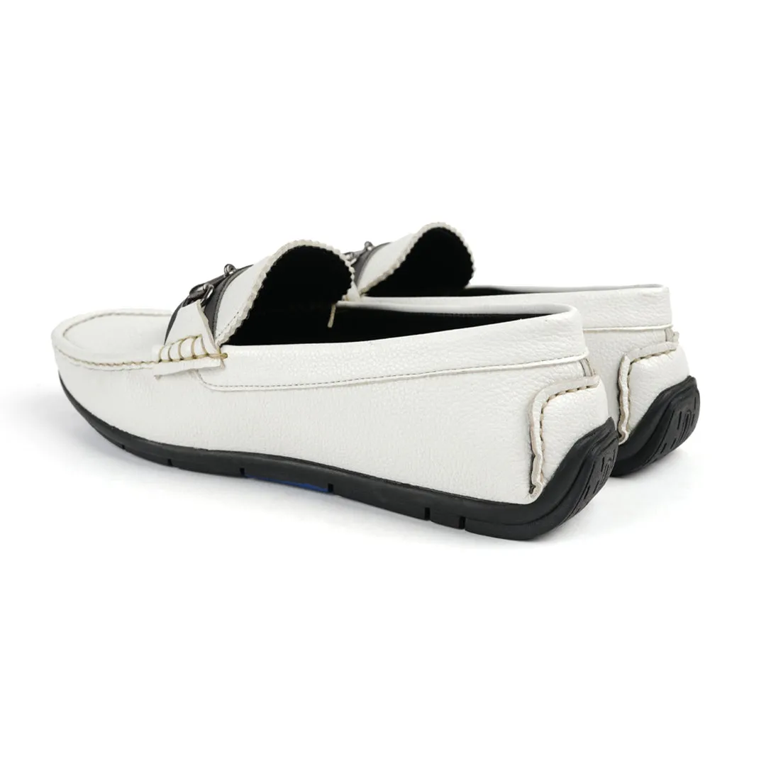 Monkstory Horse-bit Driving Shoes - White