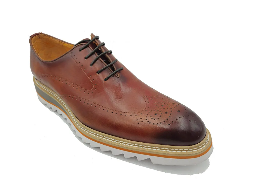 Patina Wing-tip Oxford with Medallion on Toe