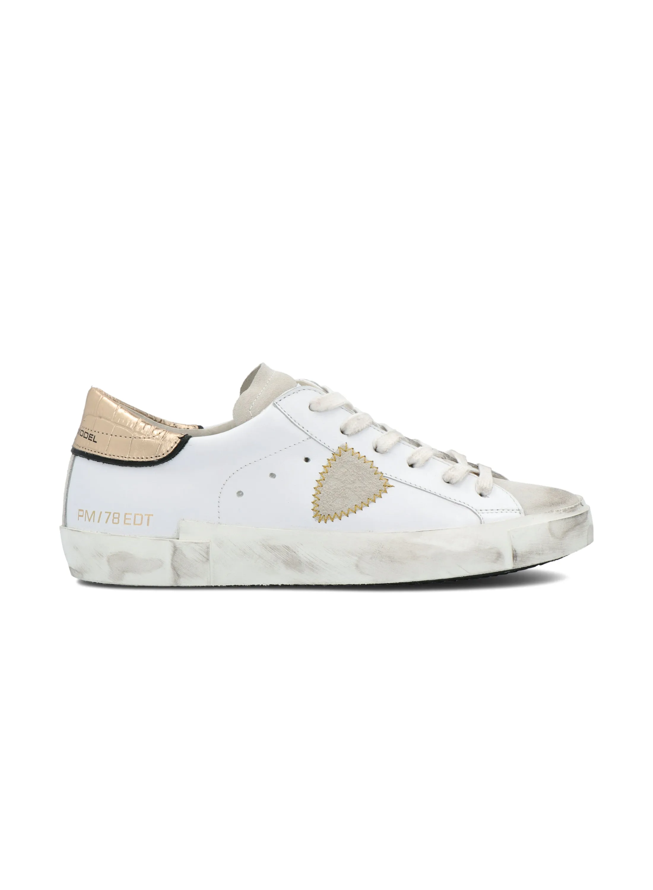 Philippe Model PRSX Low-Top Sneakers in Croco Blanc