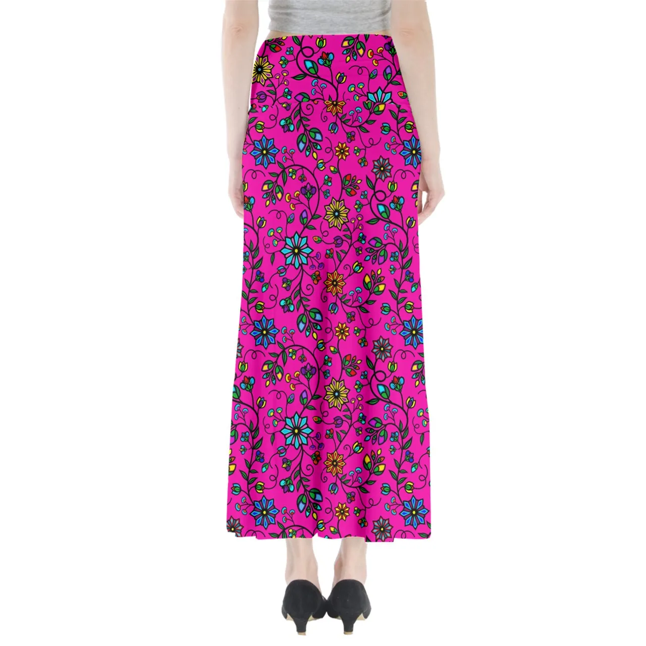 Prairie Paintbrush Pink Full Length Maxi Skirt