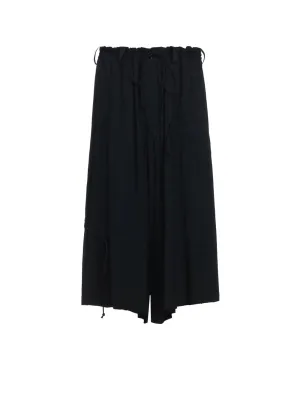 RAYON WASHER TWILL STRINGS GATHERED CROPPED PANTS