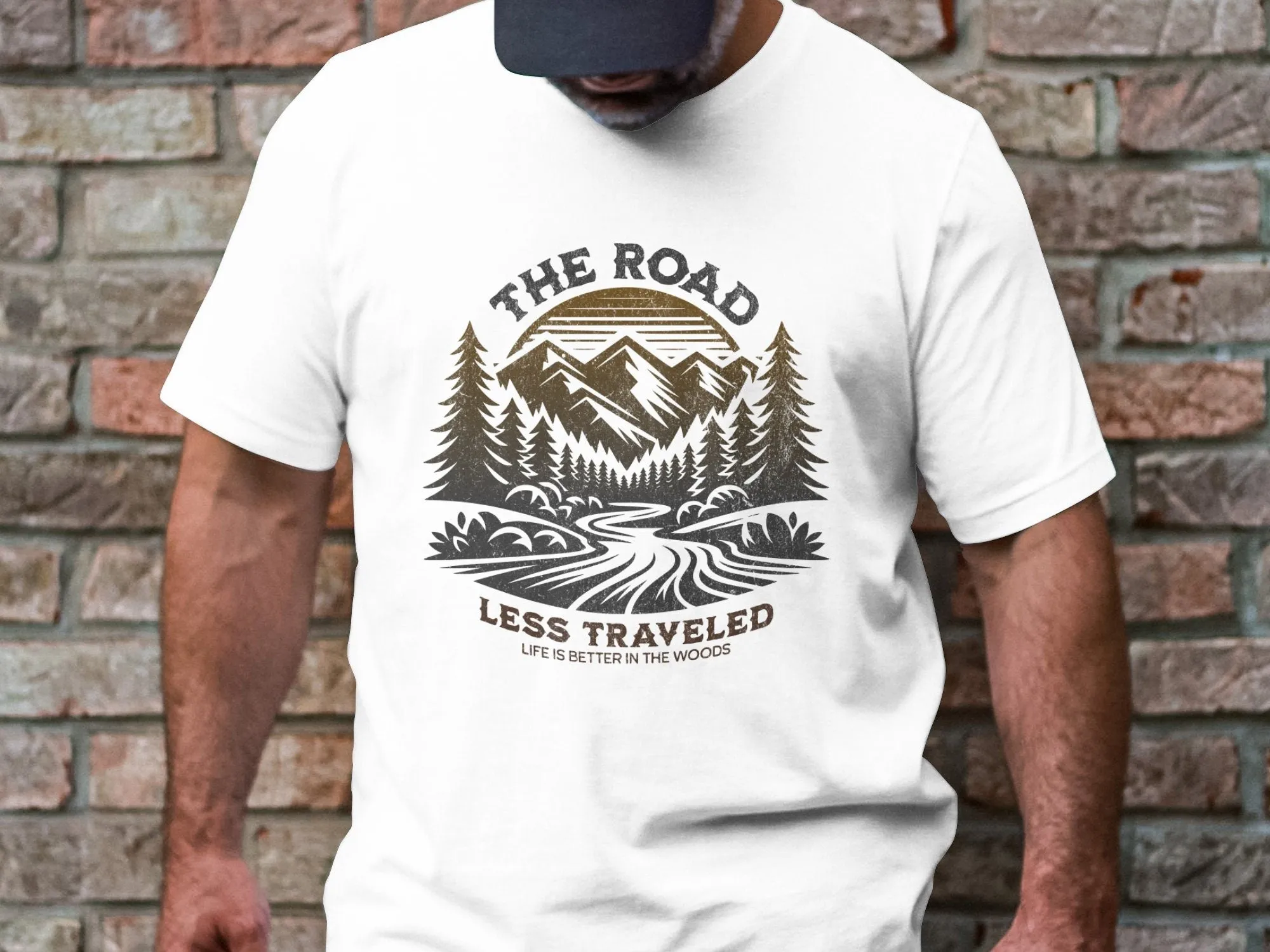 Rustic Mountain Adventure T-Shirt, Nature Hiking Graphic Tee, The Road Less Traveled Shirt, Outdoor Enthusiast Camping Top,Unisex Sweatshirt