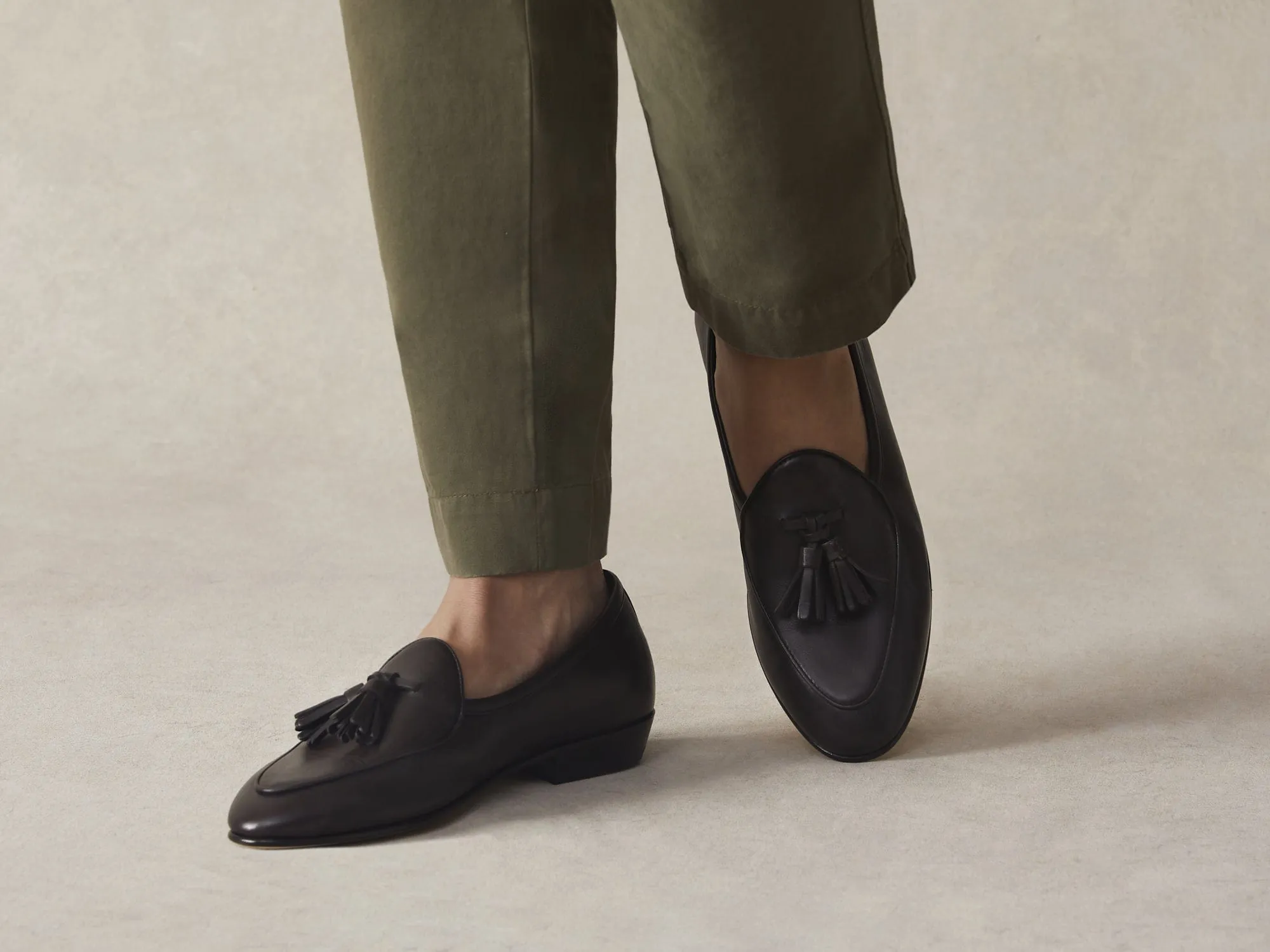 Sagan Classic Tassel Loafers in Dark Brown Drape Calf