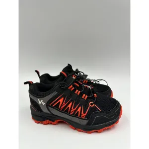 Small Kid Size 12, Low Top Black Hiker w/ Bright Orange Accents, Leather Toe Cap