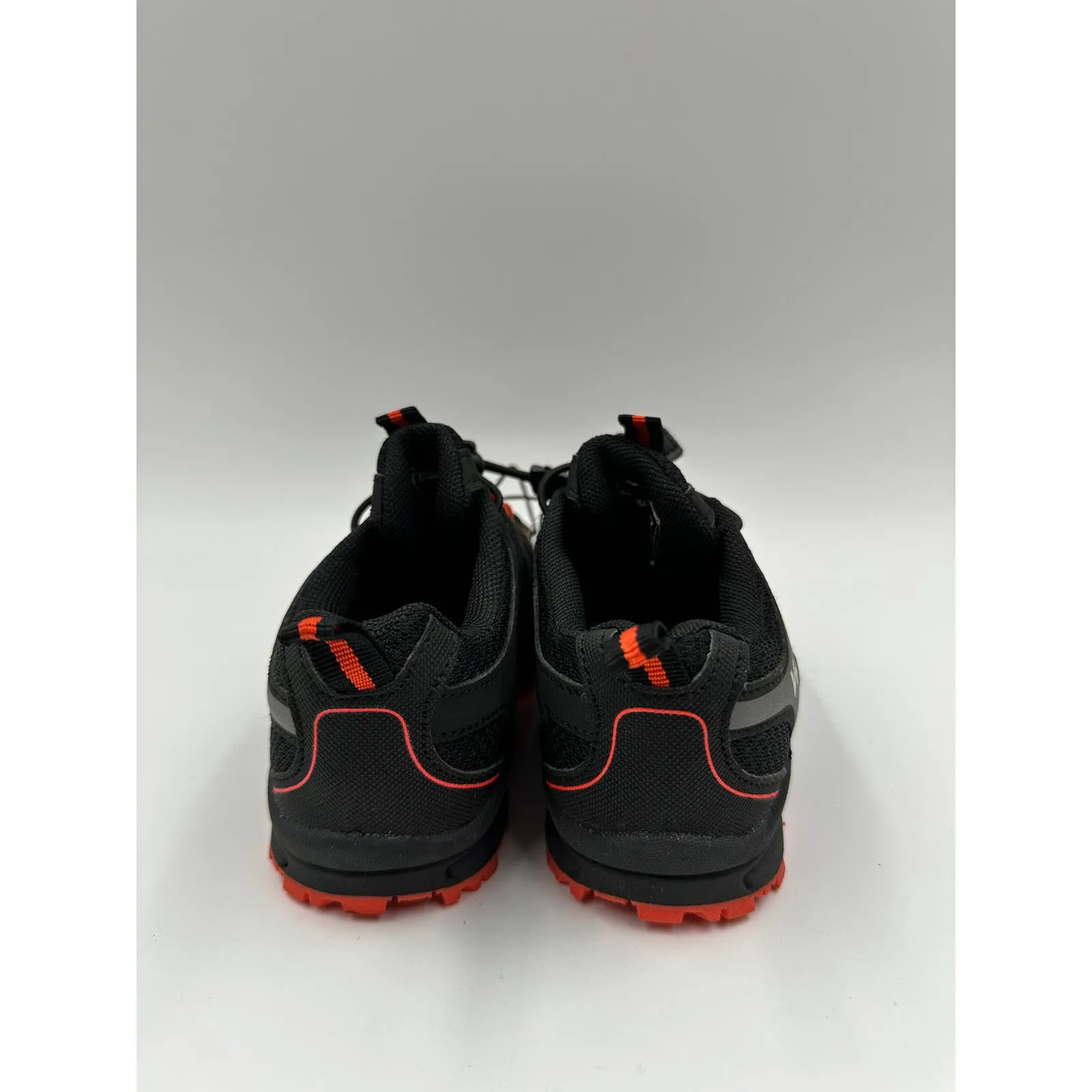 Small Kid Size 12, Low Top Black Hiker w/ Bright Orange Accents, Leather Toe Cap