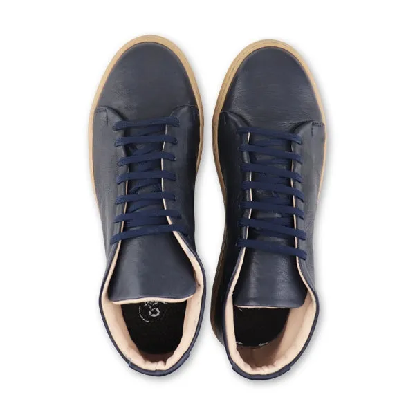 Sneakers alta in pelle blu