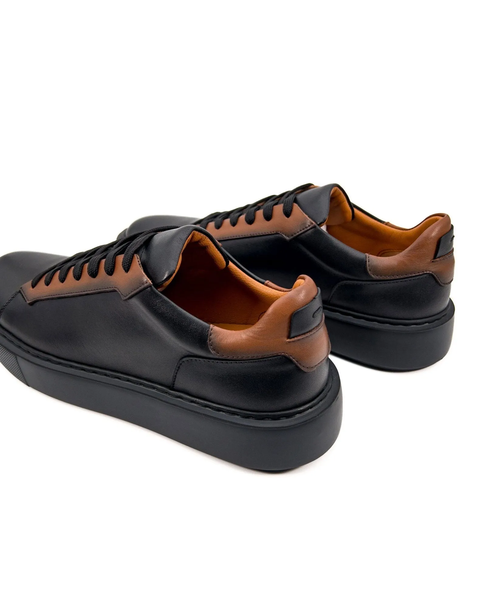 T-Burgman Black Brown Genuine Leather Men's Sports (Sneaker) Shoes