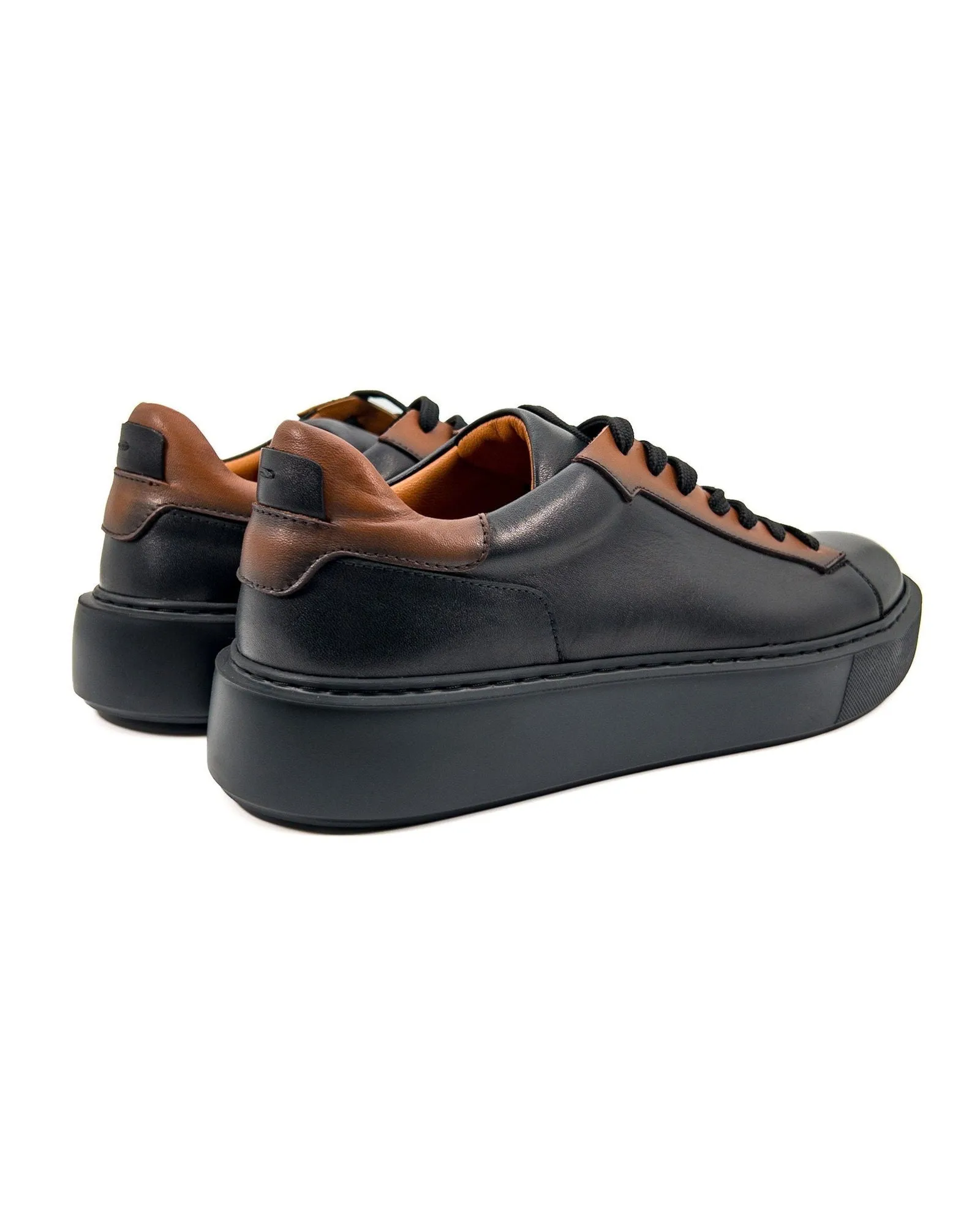 T-Burgman Black Brown Genuine Leather Men's Sports (Sneaker) Shoes