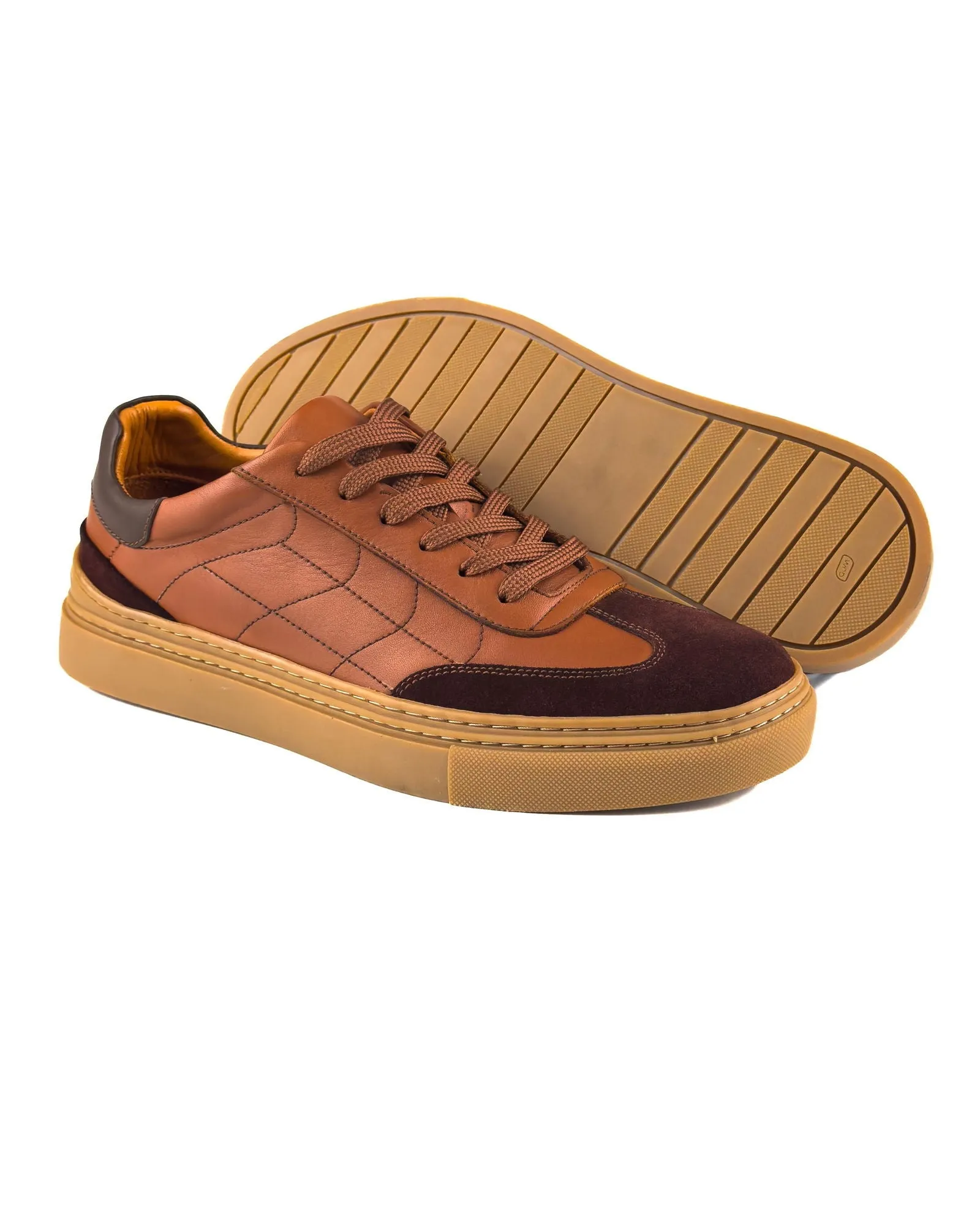 T-Glide Brown Genuine Leather Brown Suede Men's Sneaker Shoes