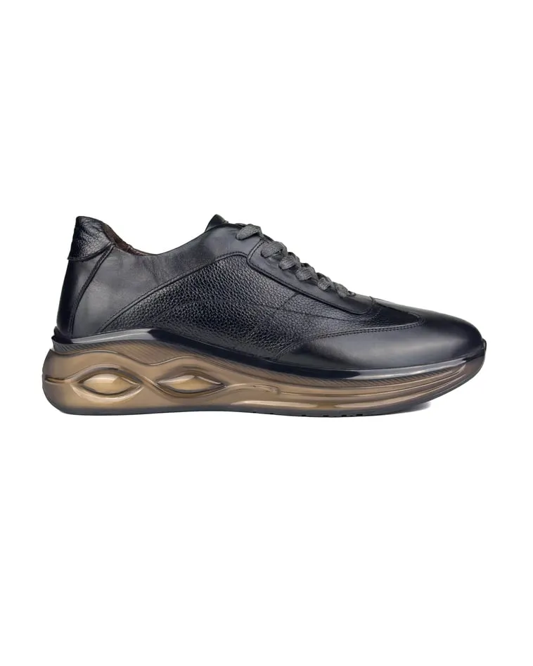 T-Tuono Black Genuine Leather Men's Sports (Sneaker) Shoe