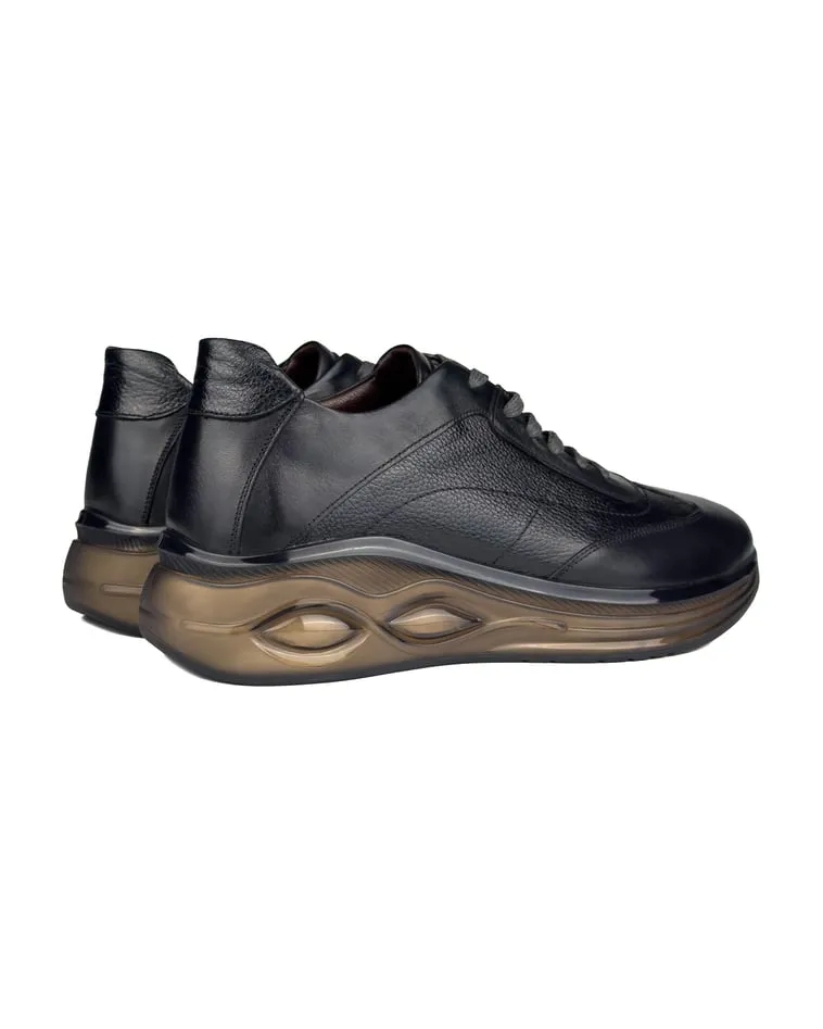 T-Tuono Black Genuine Leather Men's Sports (Sneaker) Shoe