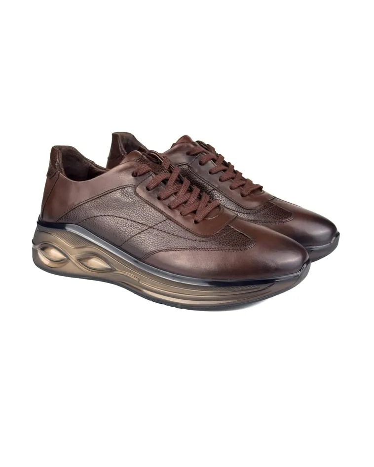 T-Tuono Brown Genuine Leather Men's Sports (Sneaker) Shoe