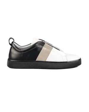 T-Varadero Black-White-Grey Genuine Leather White Sole Men's Sports Sneaker