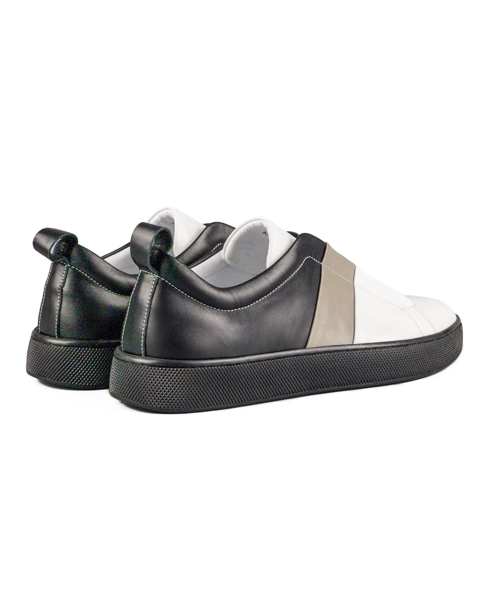 T-Varadero Black-White-Grey Genuine Leather White Sole Men's Sports Sneaker